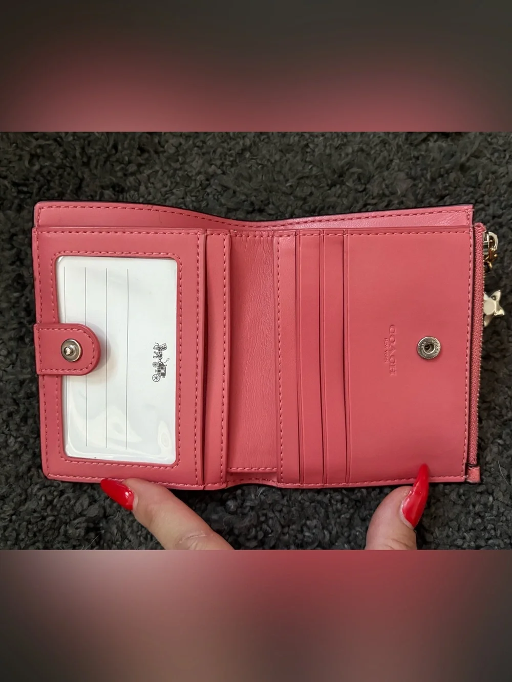 COACH SNAP CARD CASE WITH BUNNY SCRIPT PRINT